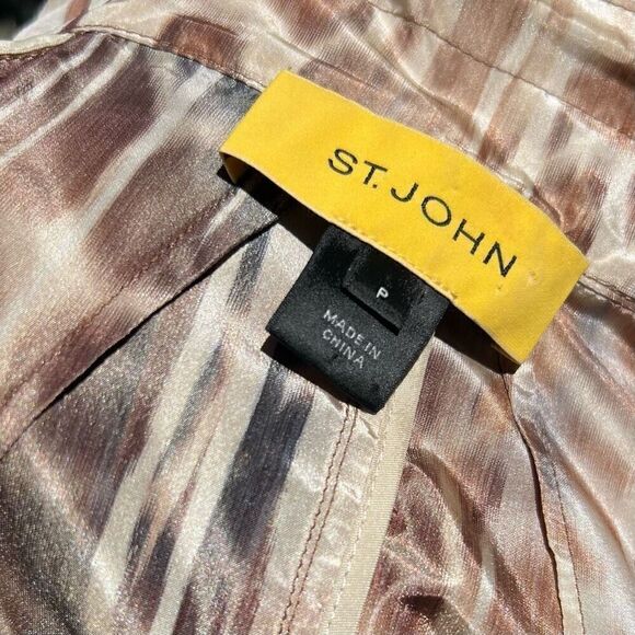 St. John Animal Printed Taffeta Windbreaker Jacket Praline Multi Women’s P - Picture 11 of 16